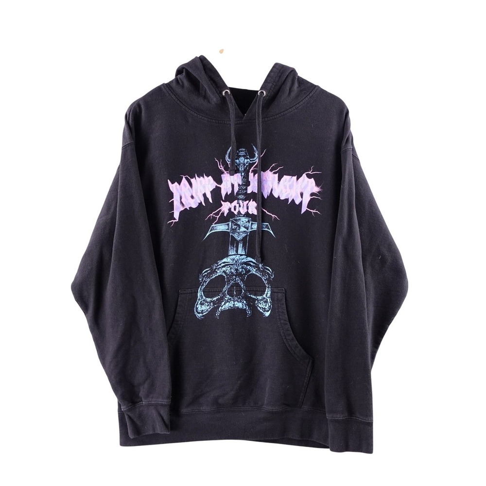 Tripp At Knight Tour Hoodie Black Skull Sword Graphic Print Pullover Mens‎ L